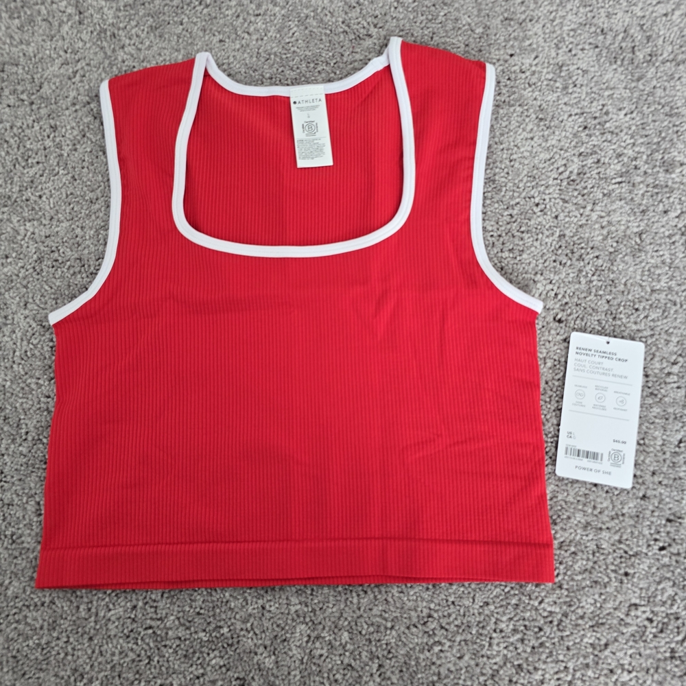 Athleta Red Ribbed Tank Top - Picture 4 of 8